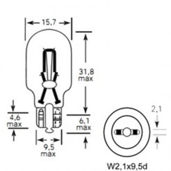 48 р. Лампа 12V W16W W2.1x9.5d 300лм Стандарт TESLAFT (Россия) (4631111143025). Увеличить фотографию 2