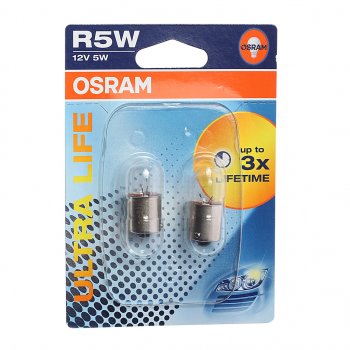 199 р. Лампа 12V R5W BA15s блистер (2шт.) Ultra Life OSRAM (5007ult-02b). Увеличить фотографию 1