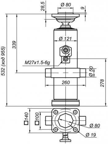 33 549 р. Цилиндр КАМАЗ-55102 подъема платформы НО 8т (2-х стор.разгрузка,3-х штоковый) АТЛАНТ ГИДРАВЛИК (55102-8603010-01). Увеличить фотографию 2