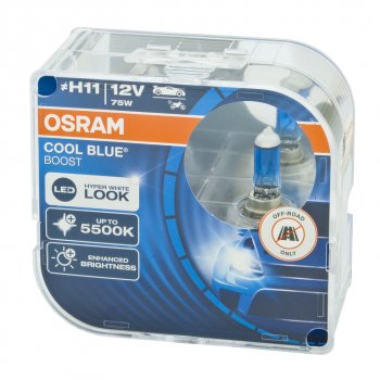 2 689 р. Лампа 12V H11 75W PGJ19-2 5500K бокс (2шт.) Cool Blue Boost OSRAM (62211cbb-hcb). Увеличить фотографию 1