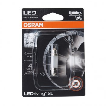 519 р. Лампа светодиодная 12V C5W SV8.5-8 41мм двухцокольная блистер (1шт.) OSRAM (6413dwpбл). Увеличить фотографию 1