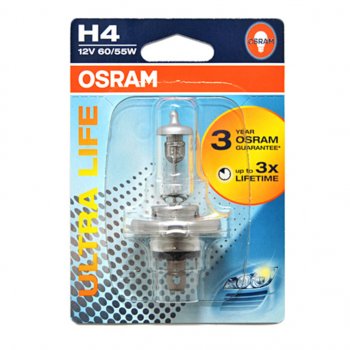 499 р. Лампа 12V H4 6055W P43t-38 блистер (1шт.) Ultra Life OSRAM (64193ult-01b). Увеличить фотографию 1