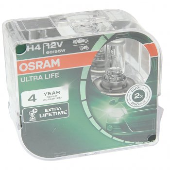 1 039 р. Лампа 12V H4 6055W P43t бокс (2шт.) Ultra Life OSRAM (64193ult-hcb). Увеличить фотографию 1