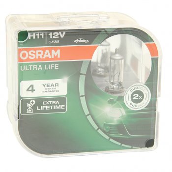 1 999 р. Лампа 12V H11 55W PGJ19-2 бокс (2шт.) Ultra Life OSRAM (64211ult-hcb). Увеличить фотографию 1