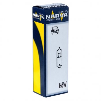 299 р. Лампа 12V H6W 6W BAX9s Halogen Miniature NARVA (681613000). Увеличить фотографию 1