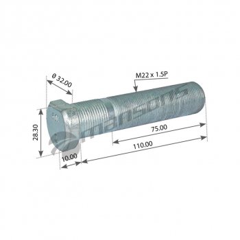 281 р. Шпилька колеса MAN MERCEDES (M22х1.5х110) MANSONS (700.252). Увеличить фотографию 3