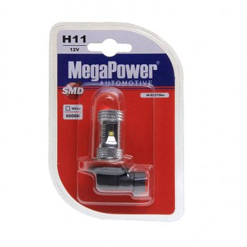 1 139 р. Лампа светодиодная 12V H11 PGJ19-2 6000K 5 светодиодов блистер (1шт.) MEGAPOWER (80575бл). Увеличить фотографию 1