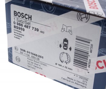 3 269 р. Колодки тормозные MITSUBISHI Lancer (08-) задние барабанные (4шт.) BOSCH (0986487739). Увеличить фотографию 4