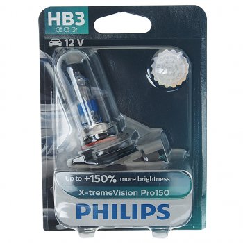 2 279 р. Лампа 12V HB3 60W P20d +150% блистер (1шт.) X-Treme Vision Pro 150 PHILIPS (9005xvproбл). Увеличить фотографию 1