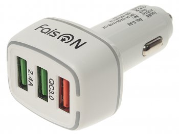 499 р. Устройство зарядное в прикуриватель 3USB 12V FAISON (a1 white). Увеличить фотографию 1