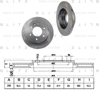 3 199 р. Диск тормозной VW Crafter (06-) MERCEDES Sprinter (06-) задний (1шт.) BLITZ BLITZ bs0233 (bs0233). Увеличить фотографию 1