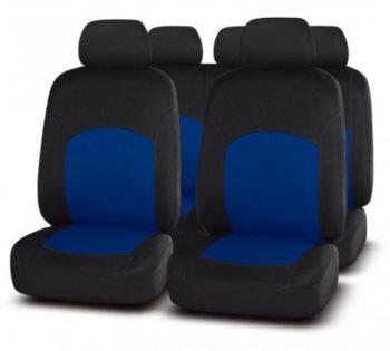 Универсальные чехлы сидений (майка, 9 предм., полиэстер)Best PREMIER Toyota Land Cruiser Prado J150 3-ий рестайлинг (2020-2024)  (черно-синие)