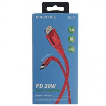 359 р. Кабель iPhone (5-)-USB Type C 1м красный BOROFONE BOROFONE bu27 red (bu27 red). Увеличить фотографию 2