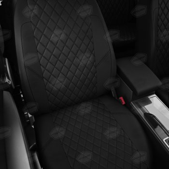 6 849 р. Чехлы сидений для Chevrolet Aveo (майка, 9 предм., экокожа) AVTOLIDER  Chevrolet Aveo  T200 (2003-2008) (черные). Увеличить фотографию 6