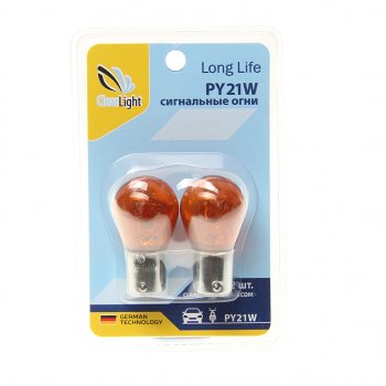 97 р. Лампа 12V PY21W BAU15s желтая блистер (2шт.) CLEARLIGHT (cl-py21w-12v 2b). Увеличить фотографию 1