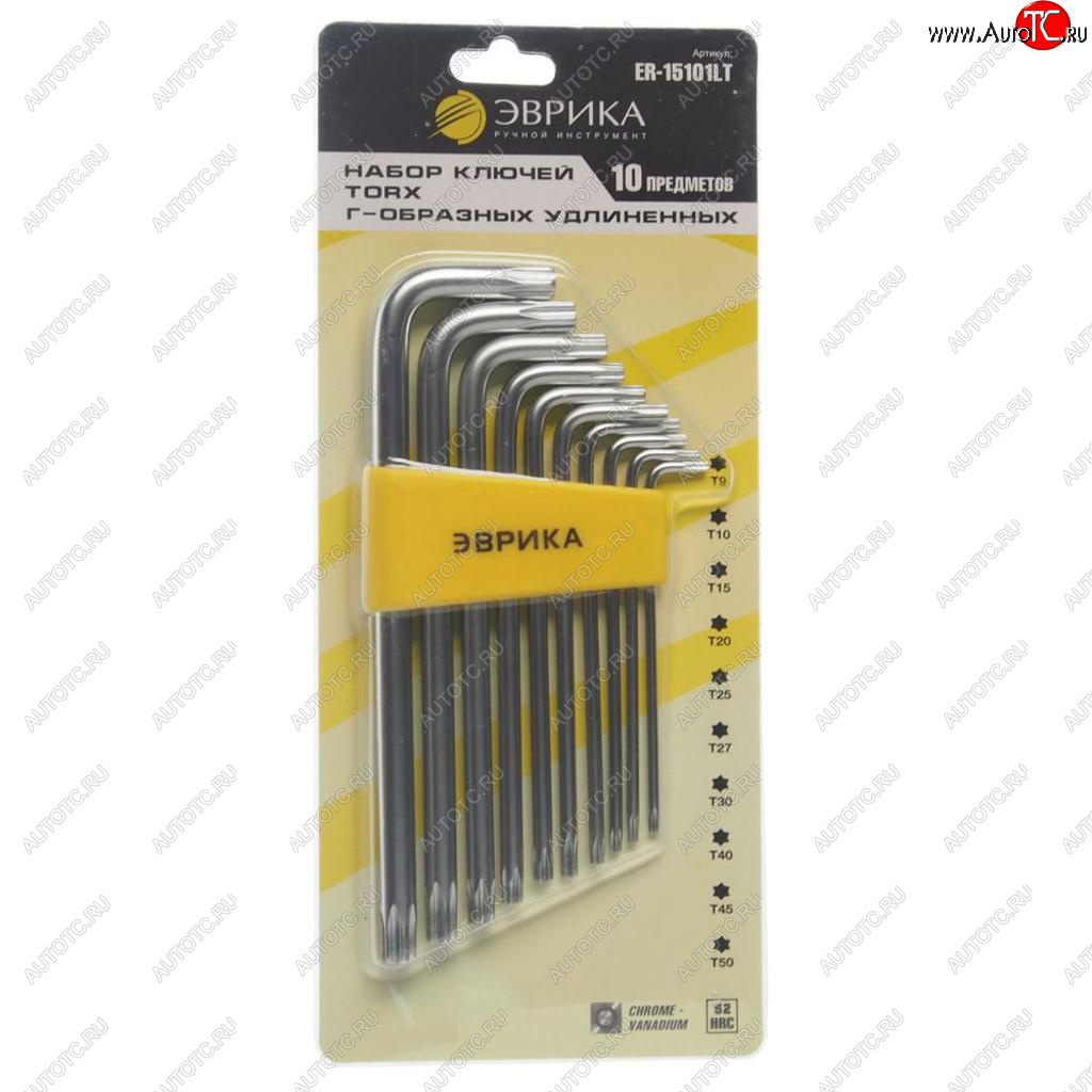 369 р. Набор ключей TORX T9-Т50 Г-образных удлиненных 10 предметов ЭВРИКА (er-15101lt)