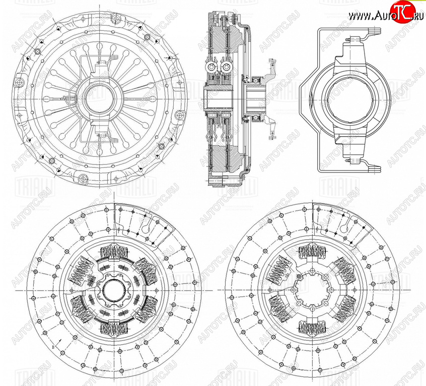 135 599 р. Сцепление VOLVO FH13 комплект (с выжимным подшипником,диск выжимной 1шт.) d=400 TRIALLI TRIALLI fr825 (fr825)