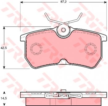 Колодки тормозные задние (4шт.) TRW Ford (Форд) Focus (Фокус)  1 (1998-2005) 1 седан дорестайлинг, универсал дорестайлинг, хэтчбэк 3 дв. дорестайлинг, хэтчбэк 5 дв. дорестайлинг, седан рестайлинг, универсал рестайлинг, хэтчбэк 3 дв. рестайлинг, хэтчбэк 5 дв. рестайлинг