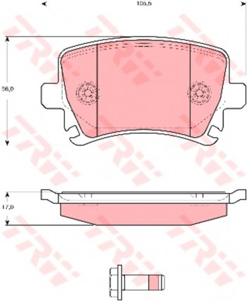 3 299 р. Колодки тормозные VW Golf,Touran AUDI A3,A6 SKODA Octavia задние (4шт.) TRW (gdb1622). Увеличить фотографию 1