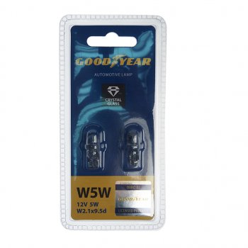 95 р. Лампа 12V W5W T10W W2.1x9.5d блистер (2шт.) GOODYEAR (gy015206). Увеличить фотографию 1