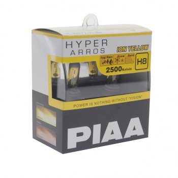 2 159 р. Лампа 12V H8 35W PGJ19-1 2500K бокс (2шт.) Hyper Arros Ion Yellow PIAA PIAA (Пиаа) he-994y-h8 (he-994y-h8). Увеличить фотографию 1