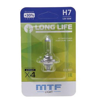 439 р. Лампа 12V H7 55W PX26d +30% блистер (1шт.) Long Life MTF (hll1207b). Увеличить фотографию 1