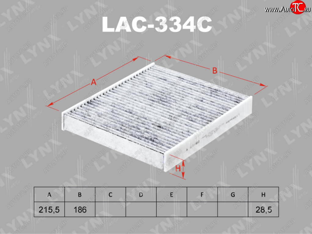 949 р. Фильтр воздушный салона TOYOTA C-HR (16-),Camry Hybrid,Hilux (15-),Rav 4 (18-) угольный LYNX (lac334c)