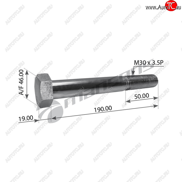 679 р. Болт М30х3.5х190 крепления полурессоры полуприцепа MANSONS (m30190)