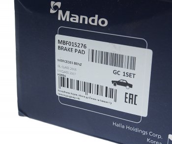 4 399 р. Колодки тормозные MERCEDES ML (W164) (05-11) передние (4шт.) MANDO MANDO mbf015276 (mbf015276). Увеличить фотографию 3