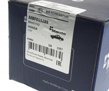 1 599 р. Колодки тормозные HONDA Accord (08-13),Civic (12-) передние (4шт.) MANDO MANDO mbf015289 (mbf015289). Увеличить фотографию 3