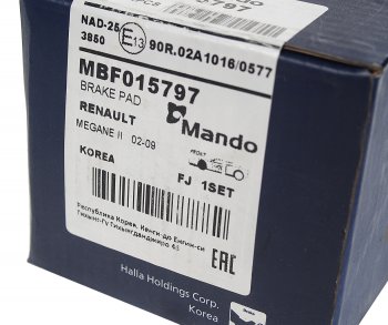 1 259 р. Колодки тормозные RENAULT Megane 2 (03-) передние (4шт.) MANDO (mbf015797). Увеличить фотографию 3