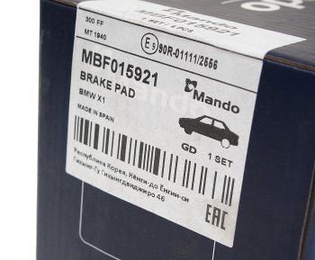 3 299 р. Колодки тормозные BMW 3 (E90,E91,E92,E93),X1 (E84) передние (4шт.) MANDO MANDO mbf015921 (mbf015921). Увеличить фотографию 3