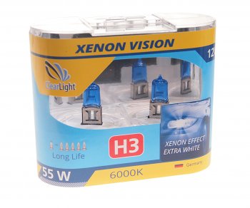 479 р. Лампа 12V H3 55W PK22s бокс (2шт.) Xenon Vision CLEARLIGHT (mhl3xv). Увеличить фотографию 1