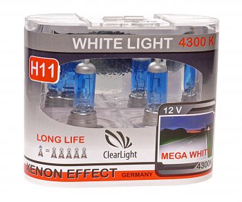 689 р. Лампа 12V H11 55W PGJ19-2 бокс (2шт.) White Light CLEARLIGHT (mlh11wl). Увеличить фотографию 1