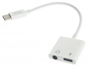 499 р. Переходник USB Type C на jack 3.5 + зарядка белый XO (nb-r172d white). Увеличить фотографию 1