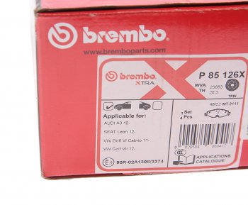 13 749 р. Колодки тормозные VW Golf (13-) AUDI A3 (13-) передние (4шт.) BREMBO (p85126x). Увеличить фотографию 4