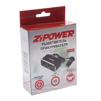 769 р. Разветвитель прикуривателя 2-х гнездовой 12-24V 1USB ZIPOWER (pm6646). Увеличить фотографию 2