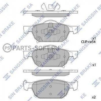 Колодки тормозные передние МКПП (4шт.) SANGSIN Honda (Хонда) Accord (Аккорд)  9 CR (2013-2020) 9 CR седан дорестайлинг, седан рестайлинг