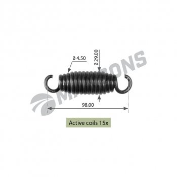 37 р. Пружина SCANIA колодок тормозных стяжная (98х28х4.5) MANSONS (spr0027). Увеличить фотографию 1