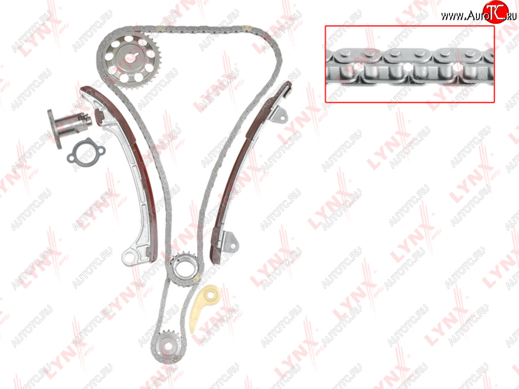 13 999 р. Комплект цепи ГРМ TOYOTA Avensis (2.02.4) (2 цепи+башмак натяж+2 успокоит+натяж+3 звезды) LYNX (tk0059)