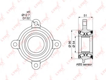 6 299 р. Подшипник ступицы TOYOTA Land Cruiser Prado (J120,J150) передней (с АБС) LYNX (wb1028). Увеличить фотографию 1