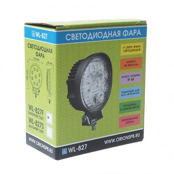 1 119 р. Фара рабочего света круглая 115х130x45мм 27W 9LED (ближний свет) ВЫМПЕЛ (wl-827f). Увеличить фотографию 3