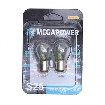 115 р. Лампа 12V P215W BAY15d блистер (2шт.) Heavy Duty MEGAPOWER (370-33-049). Увеличить фотографию 1