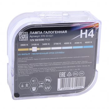 549 р. Лампа 12V H4 6055W P43t бокс (2шт.) Long Life MEGAPOWER (370-33-021). Увеличить фотографию 4