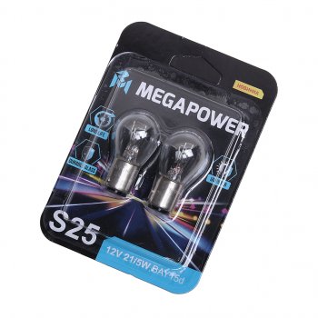 110 р. Лампа 12V P215W BAY15d блистер (2шт.) Long Life MEGAPOWER (370-33-050). Увеличить фотографию 1