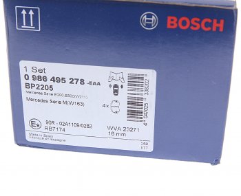 3 799 р. Колодки тормозные MERCEDES E (W211) (02-09),S (W220) (98-05) передние (4шт.) BOSCH (0986495278). Увеличить фотографию 4