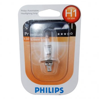 339 р. Лампа 12V H1 55W P14.5s +30% блистер (1шт.) Premium PHILIPS (12258prb1). Увеличить фотографию 1