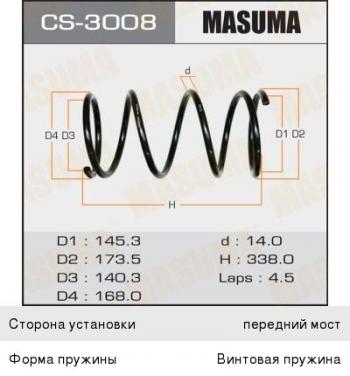 2 499 р. Пружина передней подвески MASUMA CITROEN C3 FC/FN хэтчбэк (2002-2009). Увеличить фотографию 1