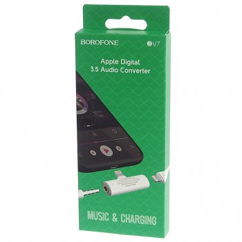 599 р. Переходник iPhone (5-) на jack 3.5 + зарядка белый BOROFONE BOROFONE bv7 white (bv7 white). Увеличить фотографию 3