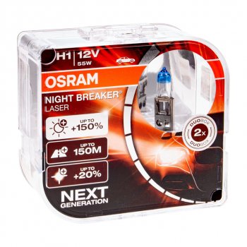 2 369 р. Лампа 12V H1 55W P14.5s +150% 3500K бокс (2шт.) Night Breaker Laser OSRAM (64150nl2(euro)). Увеличить фотографию 1